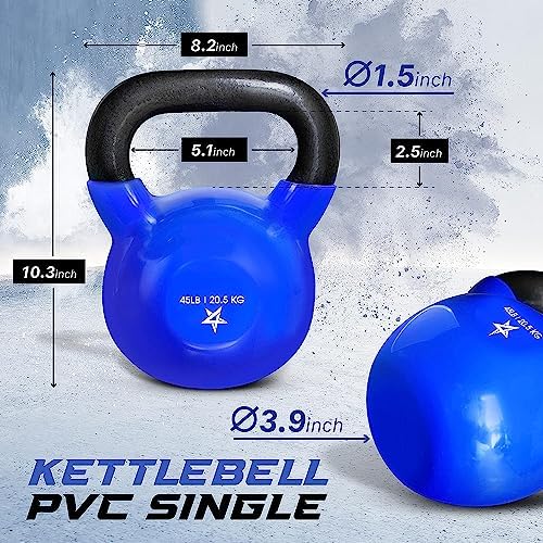 Yes4All 5-65lbs Kettlebells Vinyl Coated Cast Iron for Dumbbell Weights Exercises, Gym, Fitness, Full Body Workout Equipment Push up, Grip and Strength Training