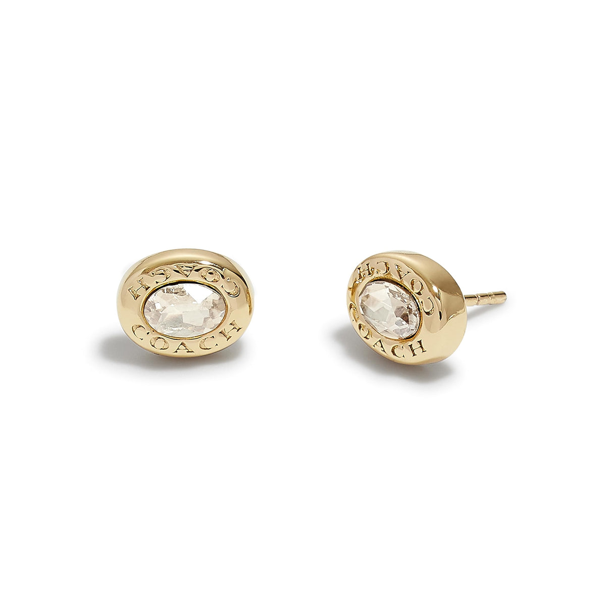 COACH Signature Logo Stud Earrings Crystal 1 One Size