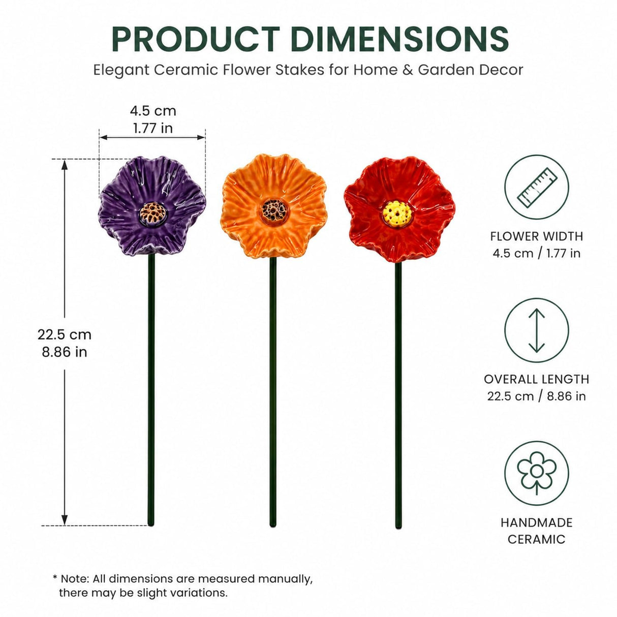 Handmade Ceramic Mini Pollinator Water Station – Colorful Flower Stake, Bee & Butterfly Feeder, Miniature Hummingbird Bath, Outdoor Garden Art Gift for Nature Lovers (6-Pack)