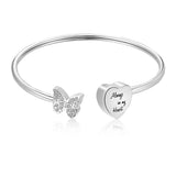 XIUDA Urn Bracelet for Human Ashes Butterfly Heart Ash Bracelet for Women Stainless Steel Openable Cuff Bangle Cremation Bracelet - Always in My Heart