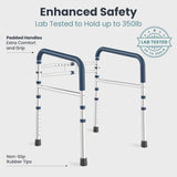 PELEGON Toilet Safety Rails (350 lb) - Adjustable Toilet Safety Frame & Rails, Toilet Safety Rail for Elderly Adults, Toilet Handles for Seniors, Toilet Bars for Elderly, Disabled & Handicap - Grey