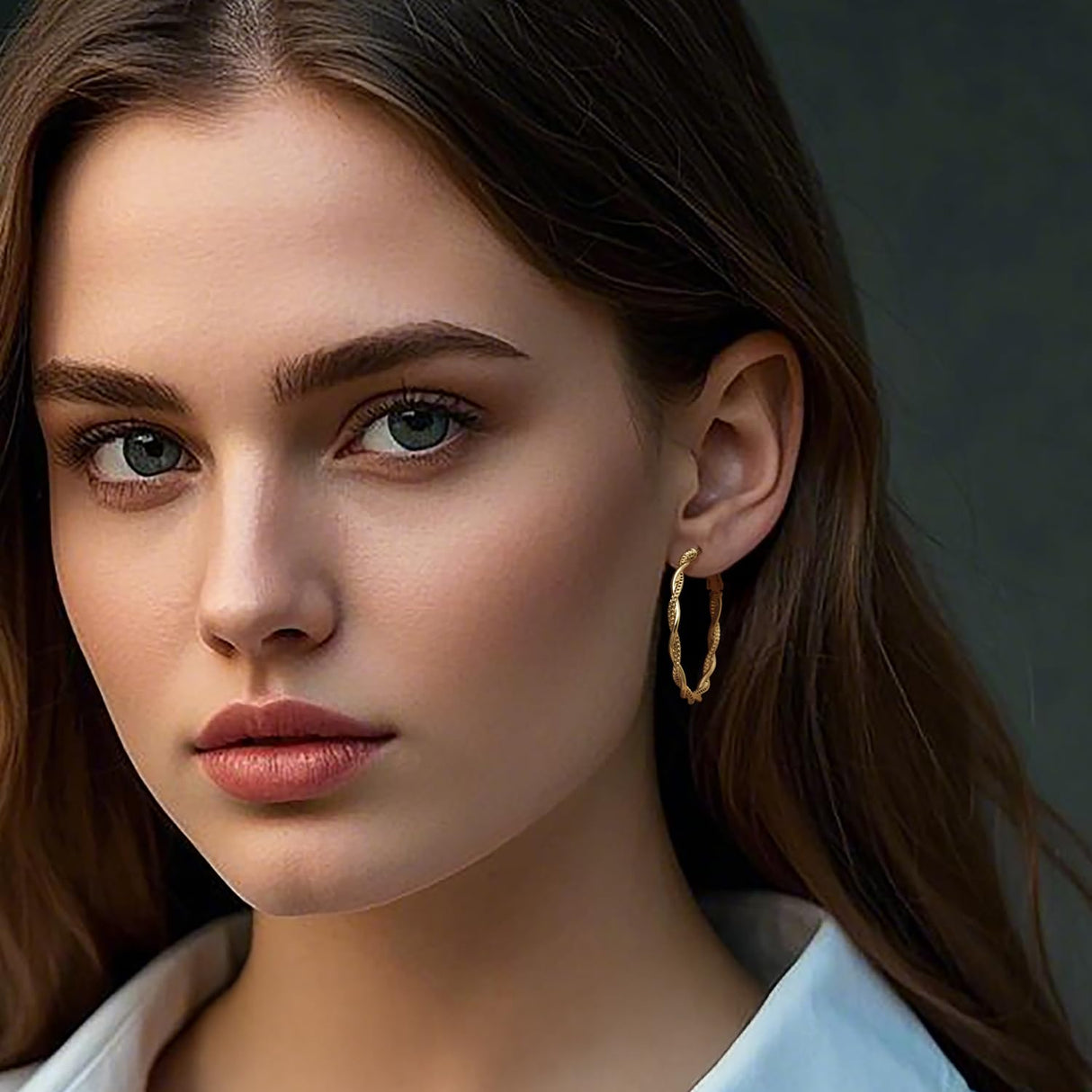SPACMAG Gold Hoop Earrings for Women 14K Gold Earrings for Women 34mm