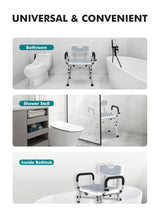 VFAUOSIT Shower Chair for Elderly and Disabled, 550 lbs Shower Chair for Inside Shower with Arms and Back, FSA/HSA 6-Height Shower Seats for Adults with Shower Bag, Bath Chairs for Seniors Inside Tub