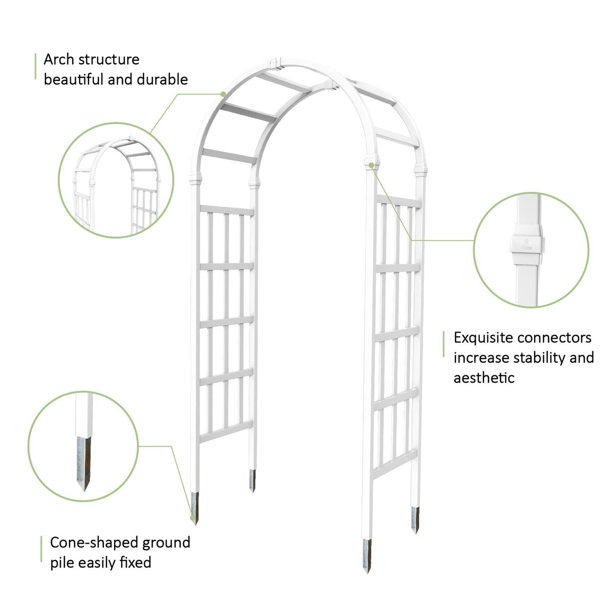 FENCETECH 41" W x 86" H Vinyl Arbor, Vinyl Arch, Garden Arch Arbor for Outdoor, Yard, Garden, Climbing Plants - White