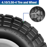 4 Pcs 4.10/3.50-4 Flat Free Tires and Dolly Wheel,10" Solid Non-inflated Tires Wheels with 5/8 Ball Bearings, 2.24" Offset Hub for Wheelbarrow, Wagon Carts, Trolley, Hand Truck, Various Tool Carts