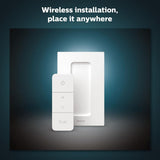PHILIPS Hue Smart Dimmer Switch with Remote, White, 1 Pack, Turns Hue Lights On, Off, Dims or Brightens, Smart Home Control, Requires Bridge, Easy, No-Wire Installation