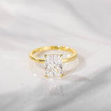 EAMTI 3CT 925 Sterling Silver 14K Gold Plated Engagement Rings Radiant Cut Solitaire Cubic Zirconia CZ Wedding Promise Rings for Her Wedding Bands for Women Size 6.5