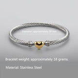 Twisted Cable Bracelet for Women 5mm Stainless Steel Bangle Bracelet with Hook Clasp Designer Brand Inspired david+yurman bracele Valentine Day Gift (Silver and Gold)