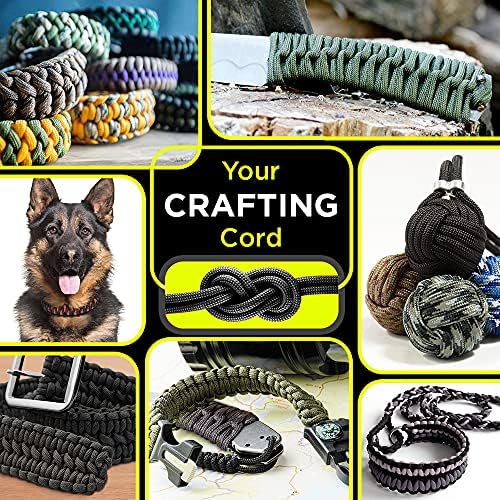 TECEUM 5/32" Paracord Rope 1000 – 1000ft / 200ft / 100ft / 50ft – Tactical Parachute Cord 4mm – 45+ Colors – Nylon String for Survival & Camping Gear – Stripe Cord for Survival – Utility Rope