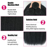HAKDTFA 20 22 24 Inch Yaki Straight Human Hair Bundles, 100% Unprocessed Kinky Straight, Black