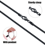 Fiusem Black Chain for Men, 3mm Stainless Steel Necklace for Men and Women, Box Chain 24 Inches