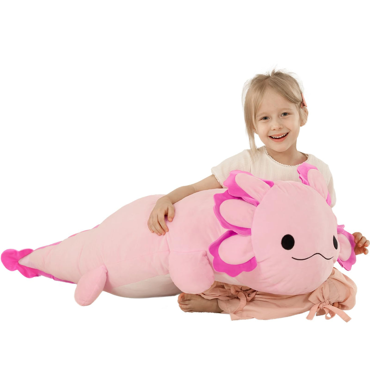 BENINY Large Axolotl Plush Toy, 39" Giant Hot Pink Axolotl Stuffed Animal Plush, Big Huggable Toys Gift for Girls Kids, Long Squishy Pillow for Holiday Birthday Christmas
