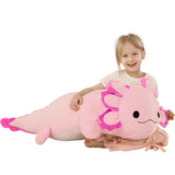 BENINY Large Axolotl Plush Toy, 39" Giant Hot Pink Axolotl Stuffed Animal Plush, Big Huggable Toys Gift for Girls Kids, Long Squishy Pillow for Holiday Birthday Christmas
