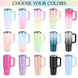 Personalized 40 oz Tumbler with Handle and Straw, Custom Tumbler with Picture, Logo, Text, Stainless Steel Travel Coffee Mug Cup, Personalized Gifts For Women Men Birthday Anniversary Christmas Gifts