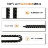 8 Inch 10 Pack Rebar Stakes U Shaped, Heavy Duty Galvanized Ground Anchor Stakes for Fence, Tent, Trampoline, and Yard Decorations