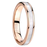 Vakki Women's Tungsten Wedding Band, Pearl Inlay, 4mm-Rose Gold, Size 5