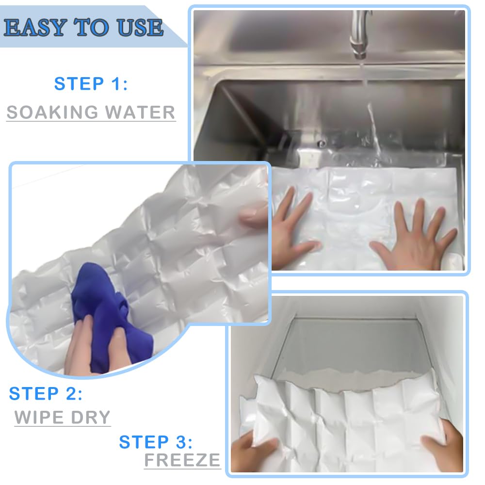 WAQIWARON Ice Sheets for Coolers Reusable - Ice Pack Sheets - Ice Mat with Flexible 96 Ice Cube Packs - Ice Blanket Large Flat Freezer Long Lasting Ice Packs for Cooler
