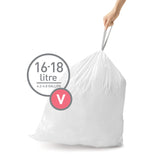 simplehuman Code V 60 Count, Dispenser Pack Custom Fit Liners, Drawstring Trash Bags, 16-18 Liter / 4.2-4.8 Gallon, White