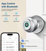 KLLOQUE Fingerprint Door Lock, Smart Fingerprint Door Knob with Lock, Biometric Door Locks with App Control & Key, Keyless Thumbprint Entry Door Locks for Bedroom, Front Door, Home, Apartment-Silver