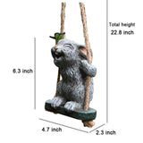 OwMell Garden Rabbit Statues, Cute Swing Bunny with Butterfly Statue Decoration for Yard Hanging Outdoor, Tree Ornaments Figurine for Stump Branch Lawn Patio Decor