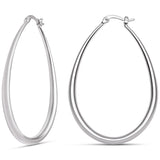 Milla Oval Silver Hoops for Women, Silver Plated, Medium Size 2.2 in