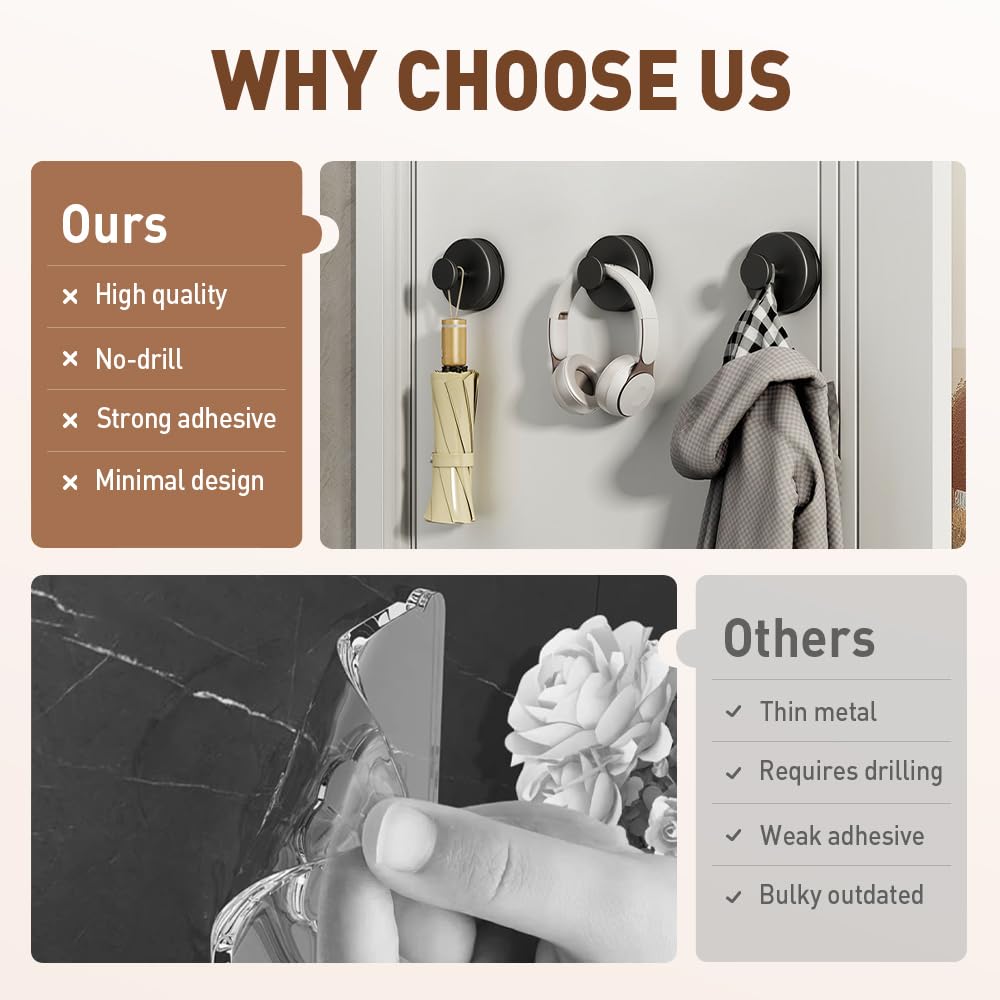 NEKSKA Christmas Wreath Hangers for Front Door, Suction Cup Hooks for Door Wreaths, Suction Cup Hooks for Shower, Bathroom Towels, Windows, Mirrors, and Home Storage Hooks (2PC-Gold)