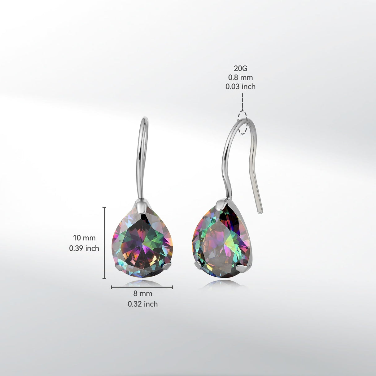 Limerencia Hypoallergenic Pure Titanium Cubic Zirconia Dangle Hoop Earrings, Water drops CZ/Opal Lightweight Drop Earrings for Sensitive Ears Women