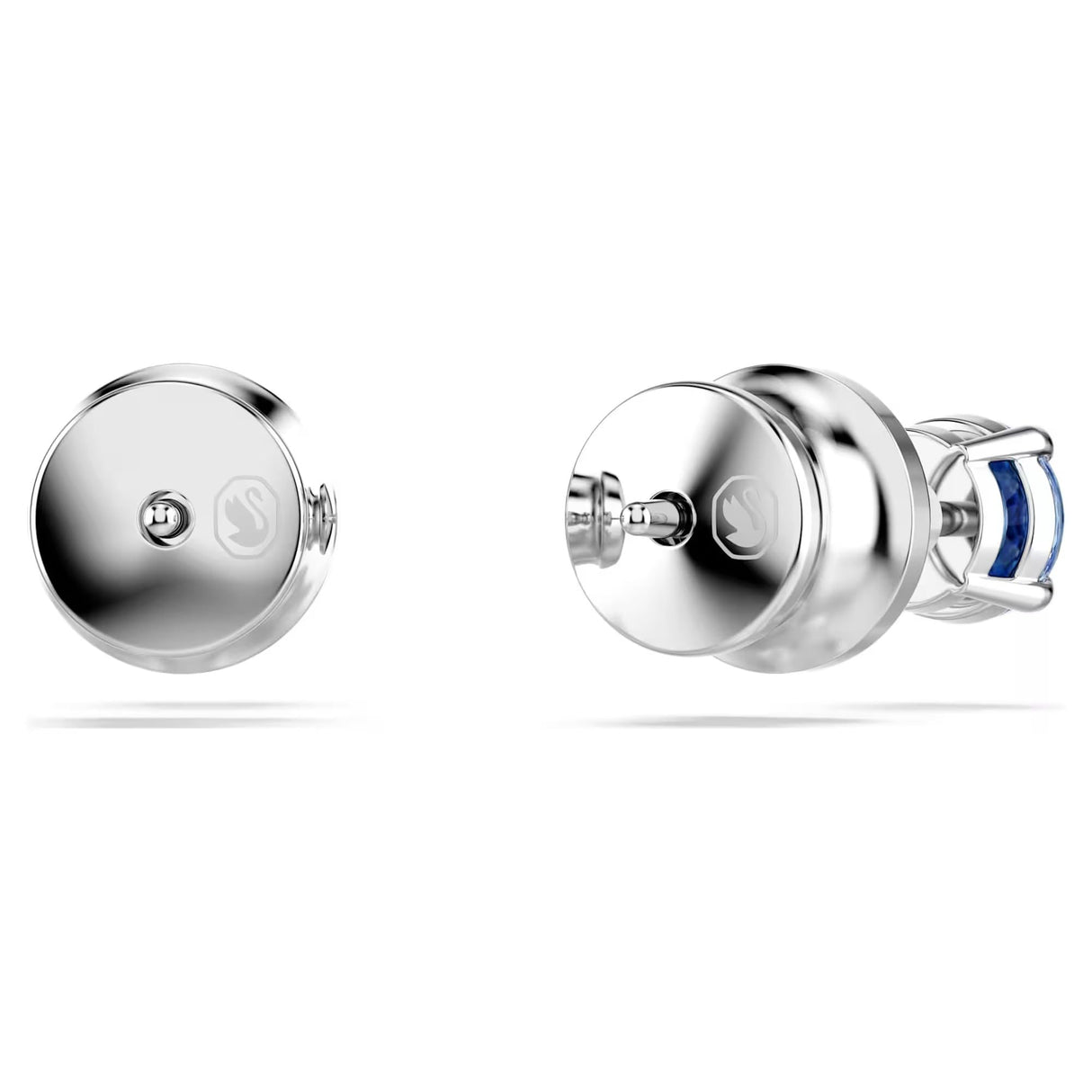 Swarovski Stilla Attract stud earrings, Round cut, Blue, Rhodium finish