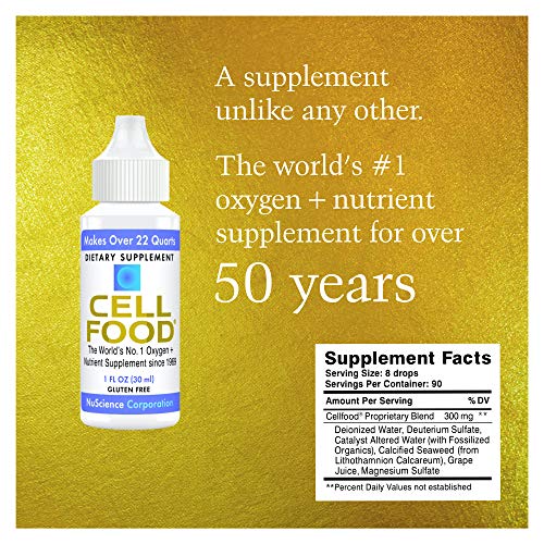 Cellfood Liquid Concentrate, 1 oz. - Original Oxygenating Immune Support Formula - Seaweed Sourced Minerals, Enzymes, Amino Acids, Electrolytes - Gluten Free, Non-GMO, Certified Kosher