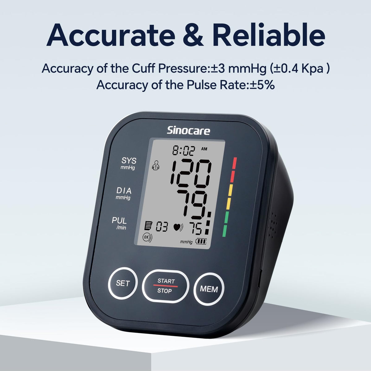 Sinocare Blood Pressure Monitor, Upper Arm Blood Pressure Monitors for Home Use, Adjustable Arm Cuff 8.6"-16.5", One-Button Operation, Dual User, Accurate & Practical (Black)