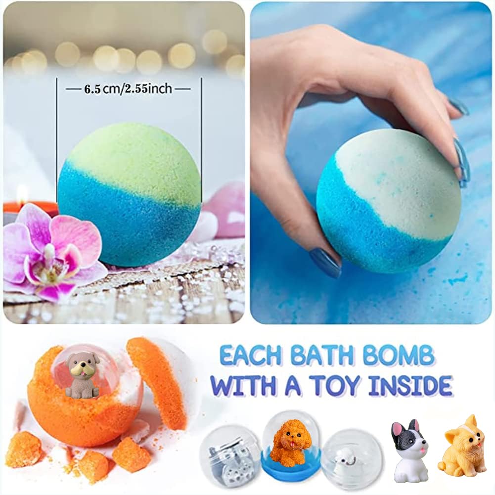 Bath Bombs for Kids with Surprise Inside for Girls Boys Toddlers, 20 Pack Organic Kids Bath Bombs with Puppy Dolls Inside, Kids Safe Handmade Bubble Bath Fizzies, Ideal Birthday Christmas Gift Set