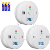 Carbon Monoxide Detectors Battery Powered, Carbon Monoxide Alarm with LED Digital Display, CO Alarm with Human Alarm Sounds and Test Button for Home Kitchen Restaurant Hotel Office(3 Pack)