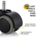 PChero Office Chair Wheels Replacement for IKEA Chairs, 10mm Stem (Set of 5), 2" Heavy Duty Swivel Polyurethane Casters for IKEA Chair Furniture Accessories, Protection for Hardwood Floors Carpet