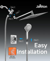 Shower Head High Pressure,10" Rain Shower Head With Handheld Spray Combo, Shower Heads with Hose and 11'' Angle Adjustable Extension Arm, Waterfall Showerhead, Dual Detachable Shower Head