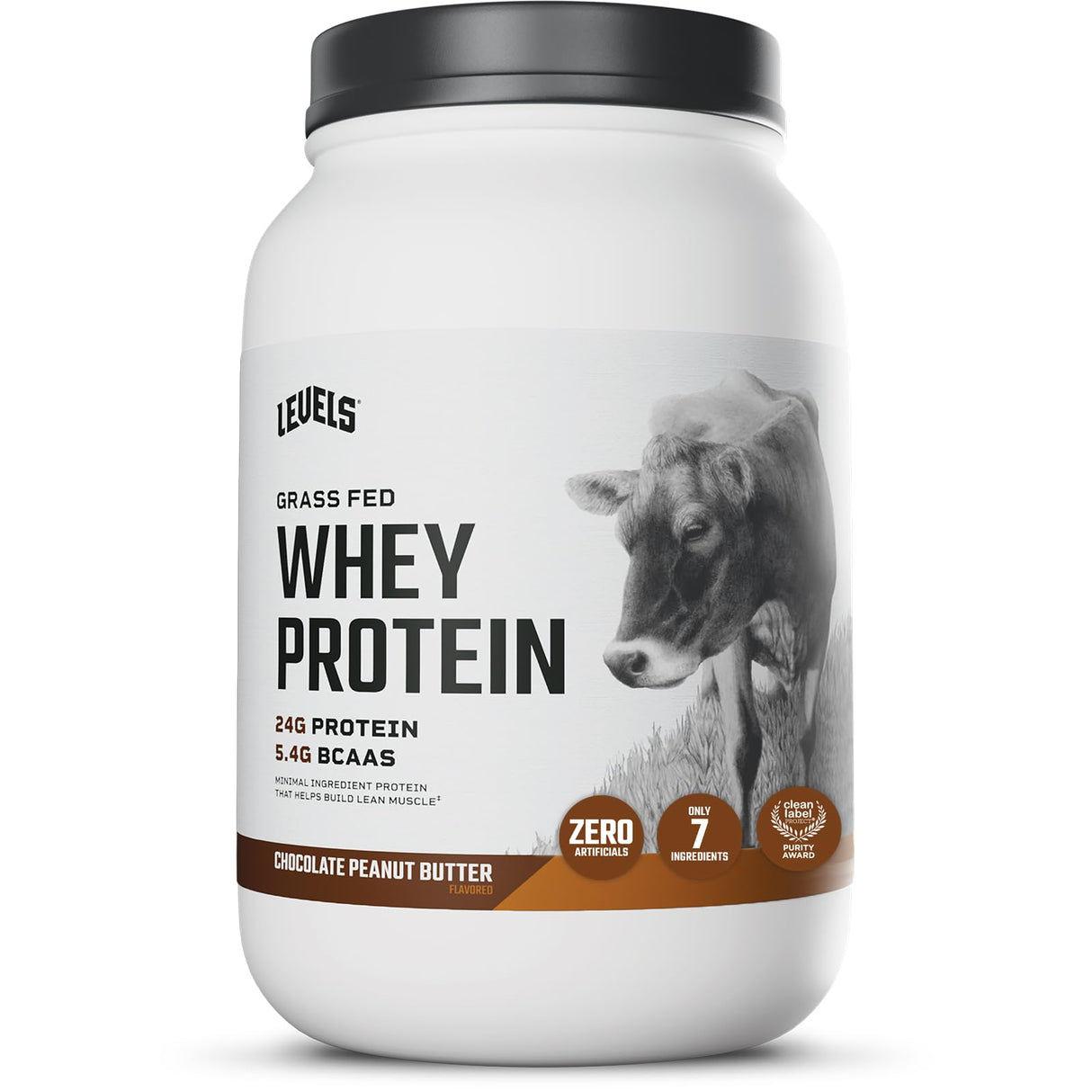 Levels Grass Fed Whey Protein Powder, No Artificials, 24G of Protein, Chocolate Peanut Butter, 2LB