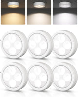 EZVALO LED Puck Lights, Rechargeable Stick On Tap Lights, Wireless Closet Light, 3 Color Temps, Under Cabinet Lights, 2.95'' Mini Touch Light, Ideal for Kitchen,Closet,Pantry,Shelves,Camper(6 Pack)