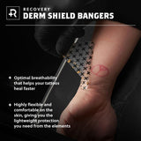 Recovery Derm Shield Bangers Tattoo Aftercare Bandage, Waterproof, Latex-Free Adhesive, Breathable, Care Products, Clear, Circular 3” Diameter, Tub of 100