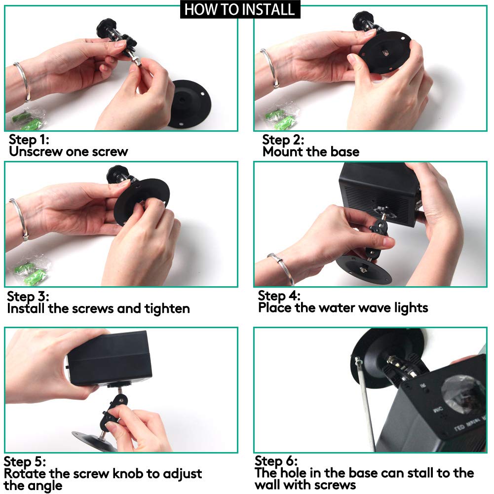 16 Color Water Ripple Lights, Sound Activated Flash Water Wave Lights Party Lighting LED Water Effect Projector Holiday Light with Remote for Disco Christmas Halloween Wedding Kids Room