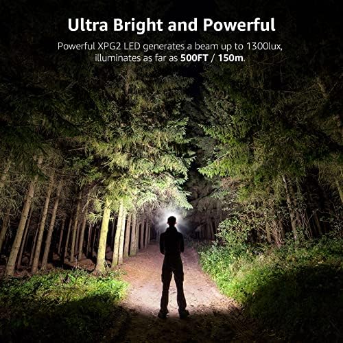Lepro 320015 Battery Powered Headlamp - 1300Lux Super Bright LED Head Lamp with Red Light, IPX4 Waterproof Headlights for Outdoor Camping, Hiking, Hunting, Power Outages, Emergency, Hurricane, 2 Pack