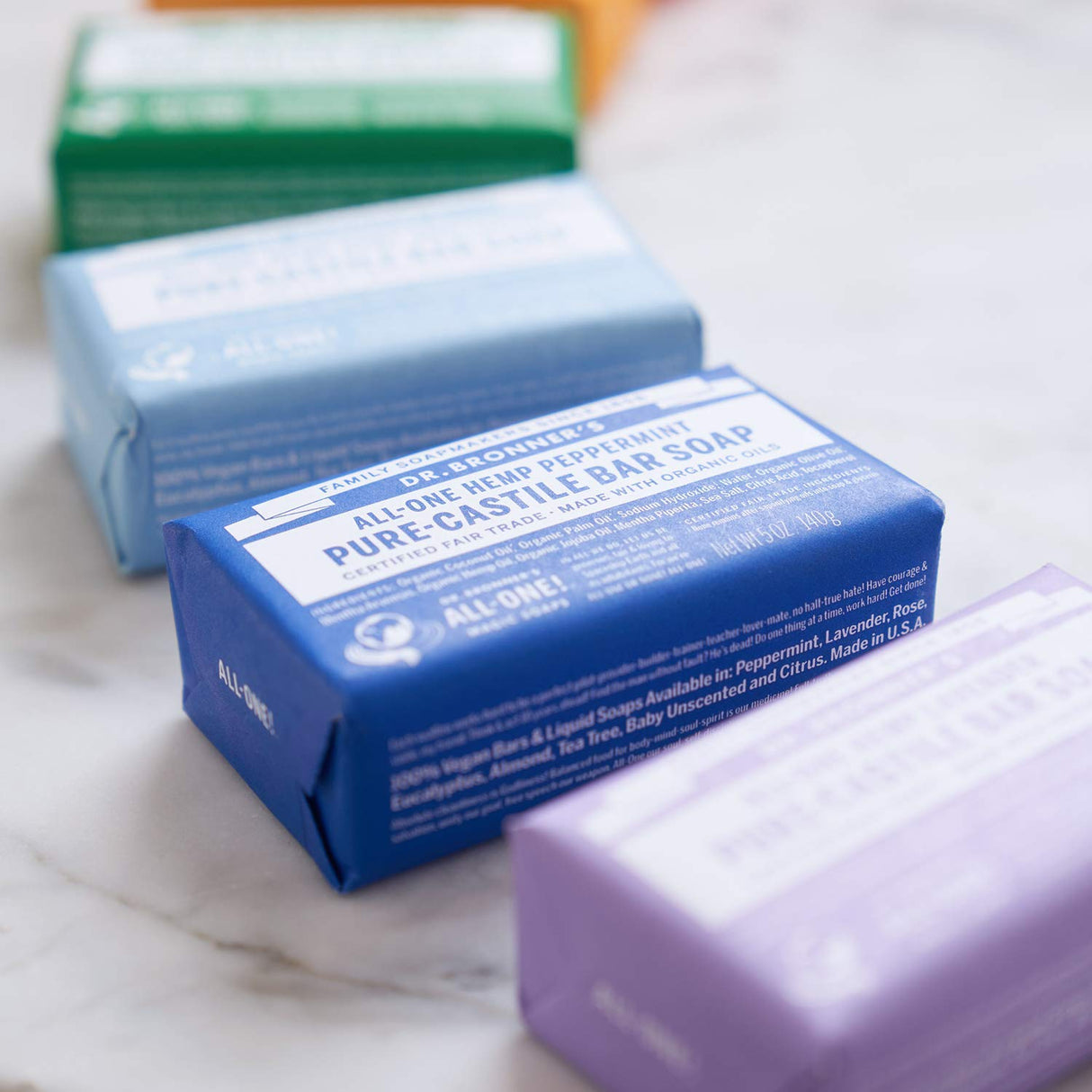 Dr. Bronner's - Pure-Castile Bar Soap (Peppermint, 5 Ounce, 12-Pack) - Made with Organic Oils, For Face, Body & Hair, Gentle & Moisturizing, Biodegradable, Vegan, Cruelty-free, Non-GMO
