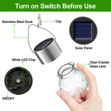 PARTPHONER 12 Pack Hanging Solar Lights Outdoor, Waterproof Solar Globe Lantern with Handle and Clip, Decorative Cracked Glass Ball Lights for Christmas Decor, Tree, Yard, Garden, Patio (Cold White)