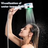 ANTOWER LED Shower Head with Handheld High Pressure Shower Heads Set with 79 Inch Shower Hose,Shower Holder,4 PP Cotton Filters,Turbo Fan Shower Water Temperature-Controlled One Key Pause Switch