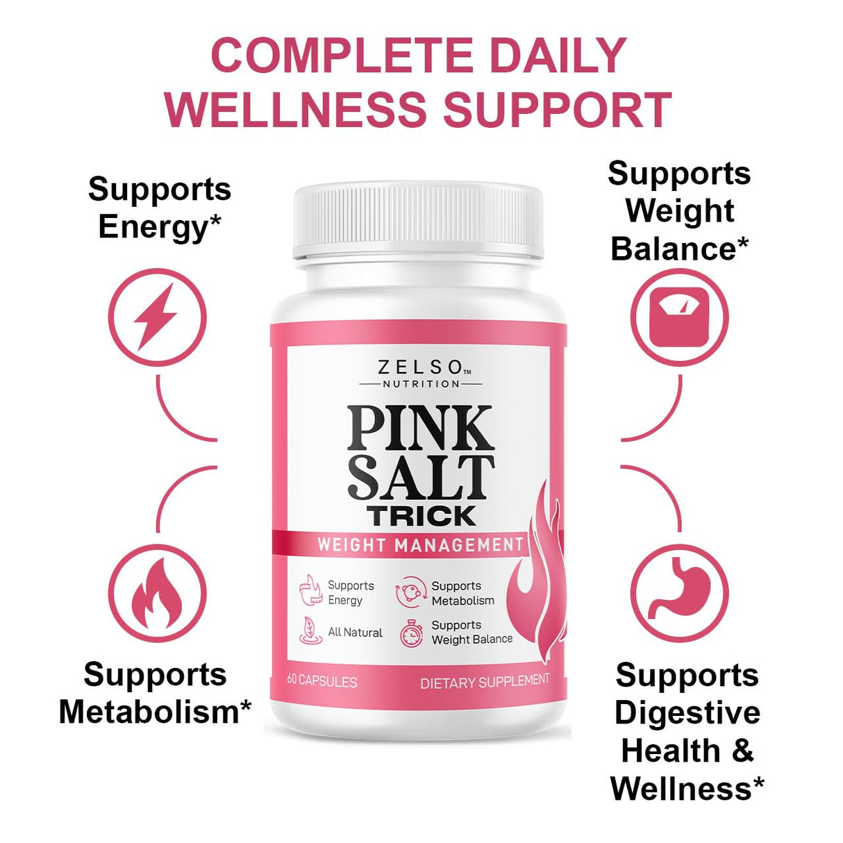 (3 Pack) Pink Salt Weight Trick Capsules - New Pink Salt Trick for Weight, Energy & Metabolism Support Supplement, New Advanced Formula, 180 Capsules for 3 Months