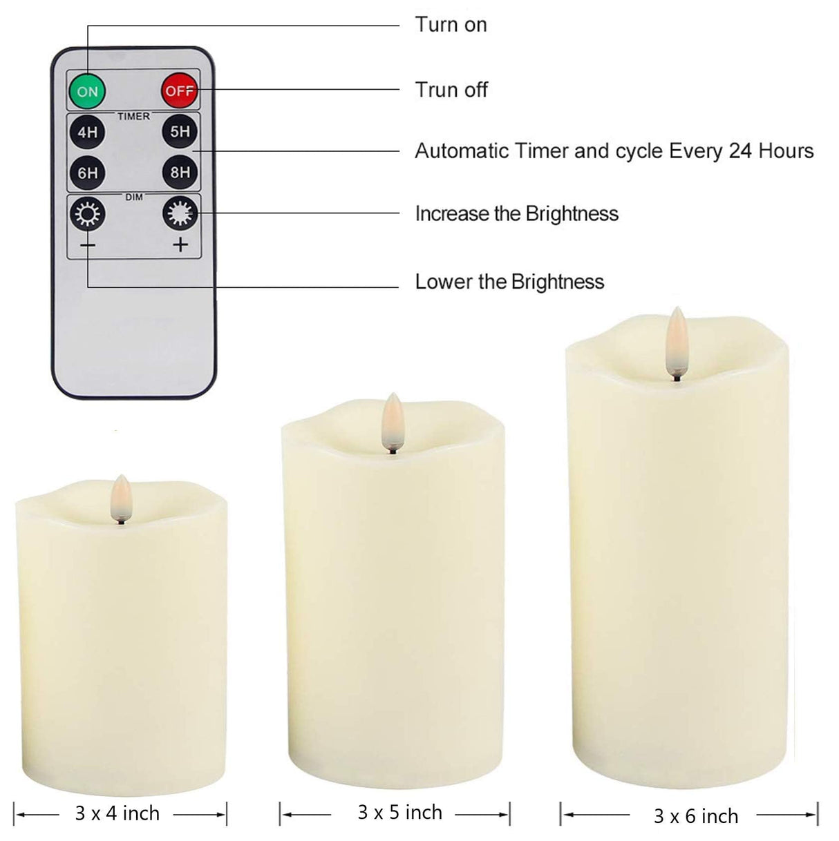 ANGELLOONG Flickering Flameless Candles, Realistic LED Candles with Remote and Timer, Set of 3 Battery Operated Candles for Room Fall Home Decor Wedding Christmas Decorations