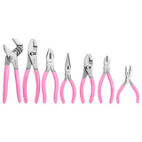 WORKPRO 7-piece Pliers Set with Groove Joint, Long Nose, Slip Joint, Linesman, and Diagonal Pliers for DIY & Home Use - Pink Ribbon