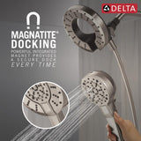 Delta 5-Setting In2ition 2-in-1 Dual Shower Head with Handheld High Pressure ProClean Spray, Brushed Nickel Detachable Shower Head with Hose, 1.75 GPM Flow Rate, Spotshield Brushed Nickel 75548SN