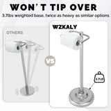 WZKALY Toilet Paper Holder Stand, Brushed Nickel Toilet Paper Holder Free Standing, Post Pivoting Design & Stable Weighted Base SUS304 Stainless Steel for Bathroom(Mega Roll)