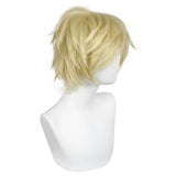 ANOGOL Hair Cap + Short Blonde Men's Wigs Golden Cosplay Wig Light Blonde Wigs Gilgamesh Blond Cosplay Wig for Halloween Christmas Event Costume Short Blonde Hair for Party