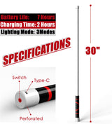 Flexible LED Flashlight Stick, 30" Bendable Mechanic Work Light Rechargeable High Lumen Professional Light 3 Lighting Modes Automotive Illumination Tool Car Repairs Inspections Tight Spaces