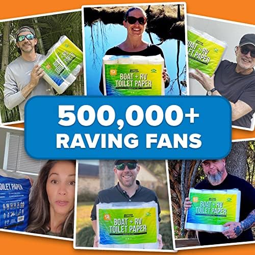 Boat and RV Toilet Paper, Septic Safe Quick Dissolving Tissue, 12 Single Rolls, Biodegradable 2-Ply for Marine, Travel, and Camper Systems, Camping Tank-Safe Bulk Pack